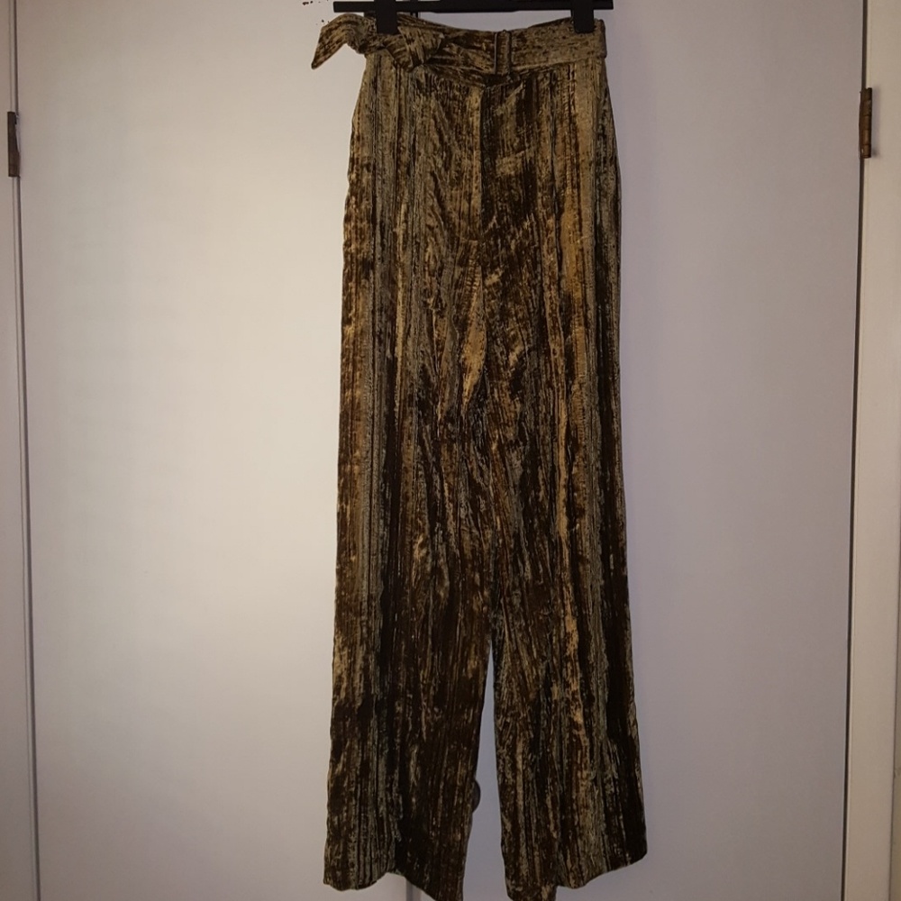 Topshop High waist wide leg velvet trousers